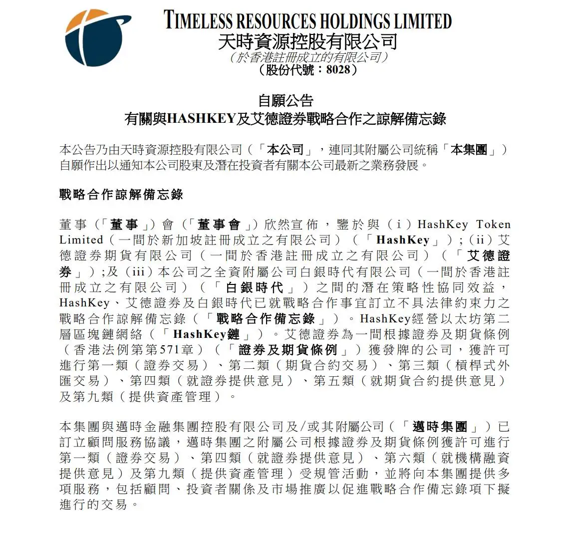 港股上市公司天时资源联合艾德金融推出香港首个白银代币化RWA项目