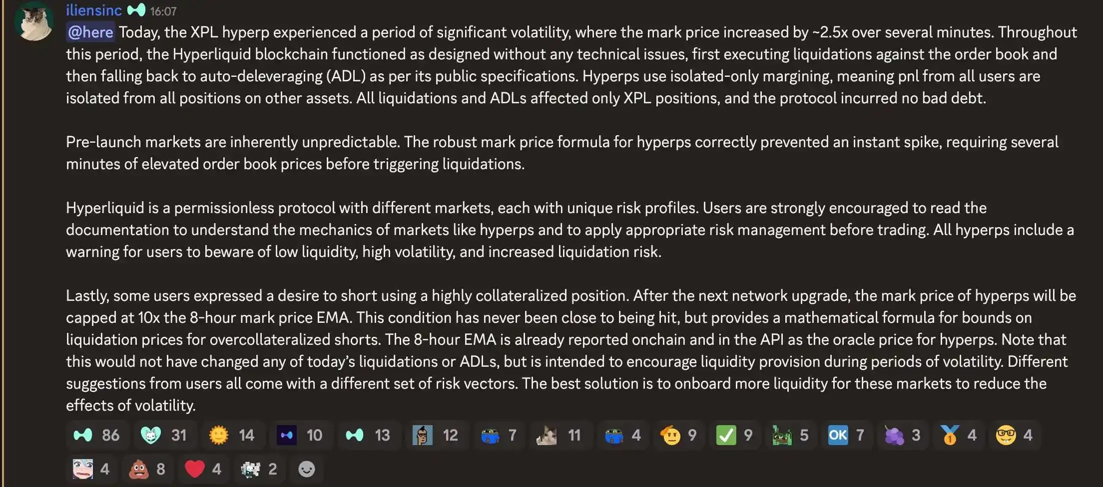 Hyperliquid回应XPL套保狙击事件并公布技术升级计划
