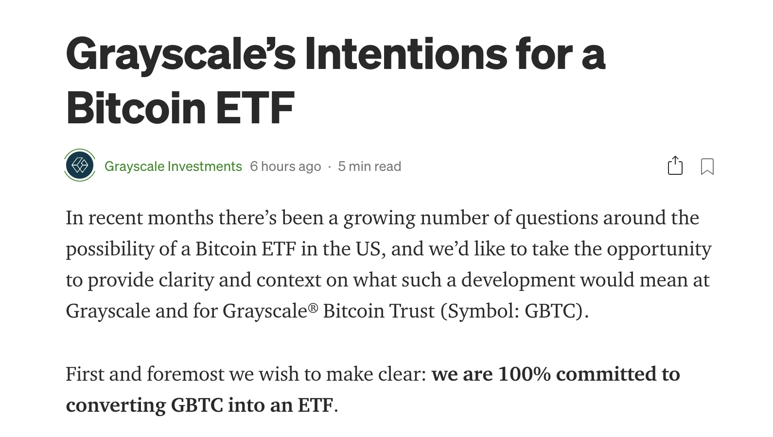 加密市场为何期待比特币ETF？灰度转型有何影响？