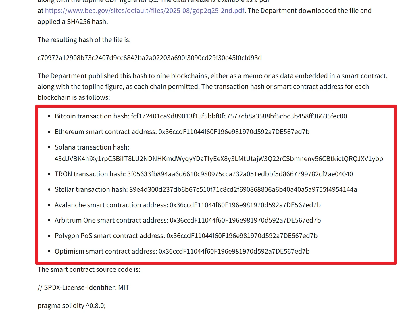 美商务部与Chainlink公布GDP上链公链名单存在差异