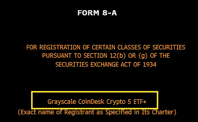 灰度数字大盘基金更名为Grayscale CoinDesk Crypto 5 ETF将于9月20日启动交易
